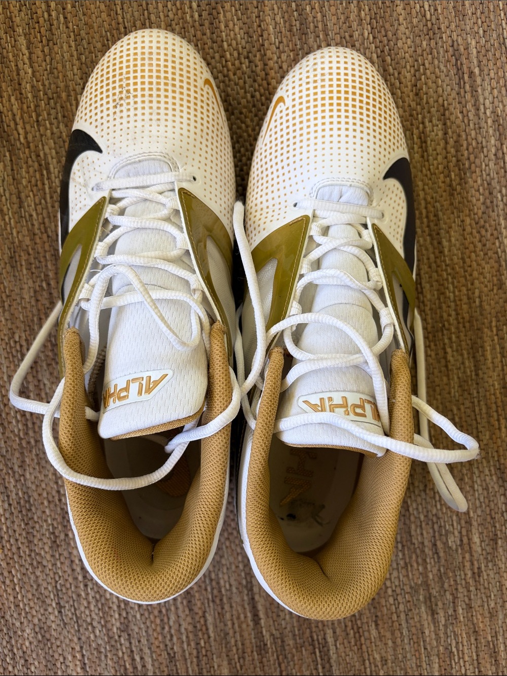 Nike Alpha Menace Pro Athletic Football Cleats, Men’s White, Gold & Black